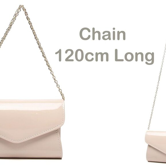 Women's Mini Shiny Patent Leather Evening Clutch Bag Crossbody Prom - Picture 5 of 6